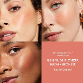 bareMinerals brush swiping Kiss of Copper showing easy pick-up and buildable color