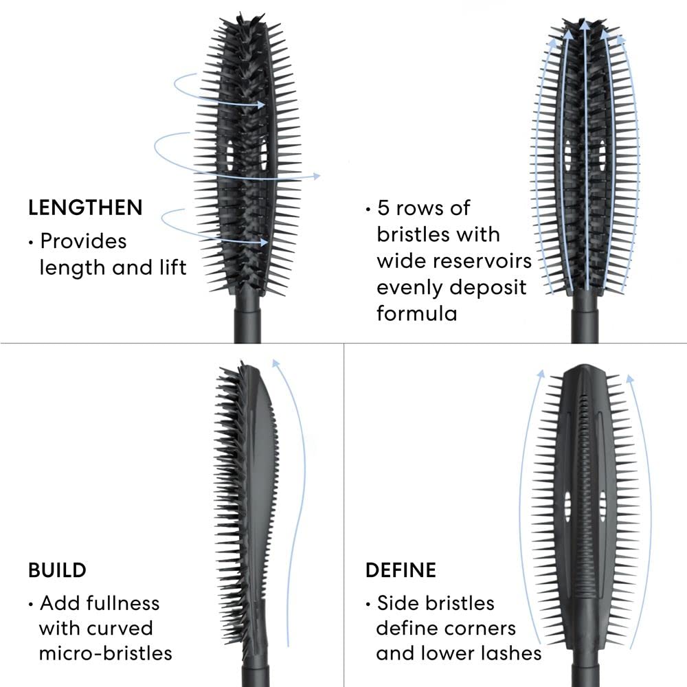 bareMinerals before and after lashes showing visible lengthening benefit