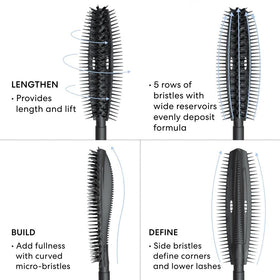 bareMinerals before and after lashes showing visible lengthening benefit