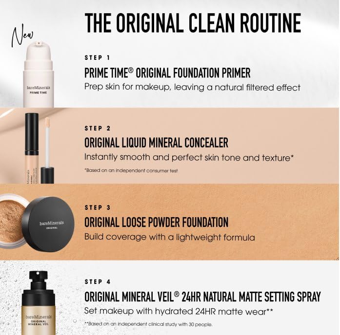 bareMinerals jar on vanity in lifestyle setting suggesting daily routine convenience