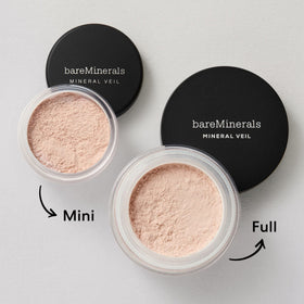 bareMinerals on bathroom vanity in lifestyle scene, suggesting simple daily finishing ritual