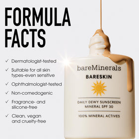 bareMinerals cap open and pump releasing product for controlled, mess-free application