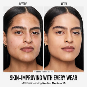 bareMinerals powder swatched on skin demonstrating neutral medium shade and blendability