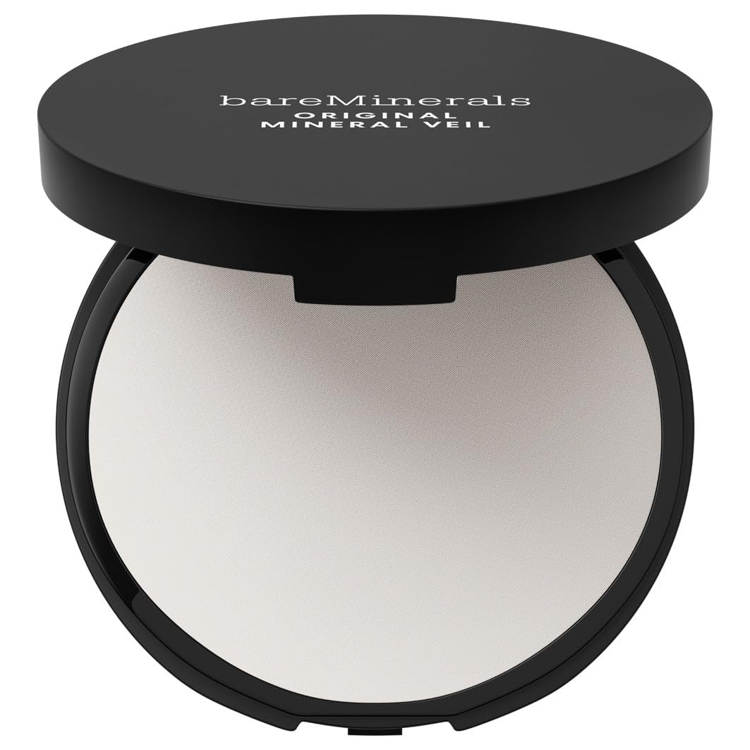 bareMinerals compact front showing sleek case and brand logo, perfect travel finish