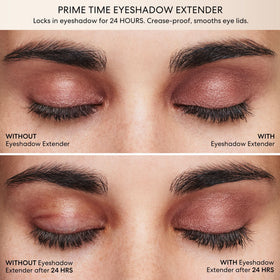 bareMinerals being applied to eyelid showing improved eyeshadow adherence