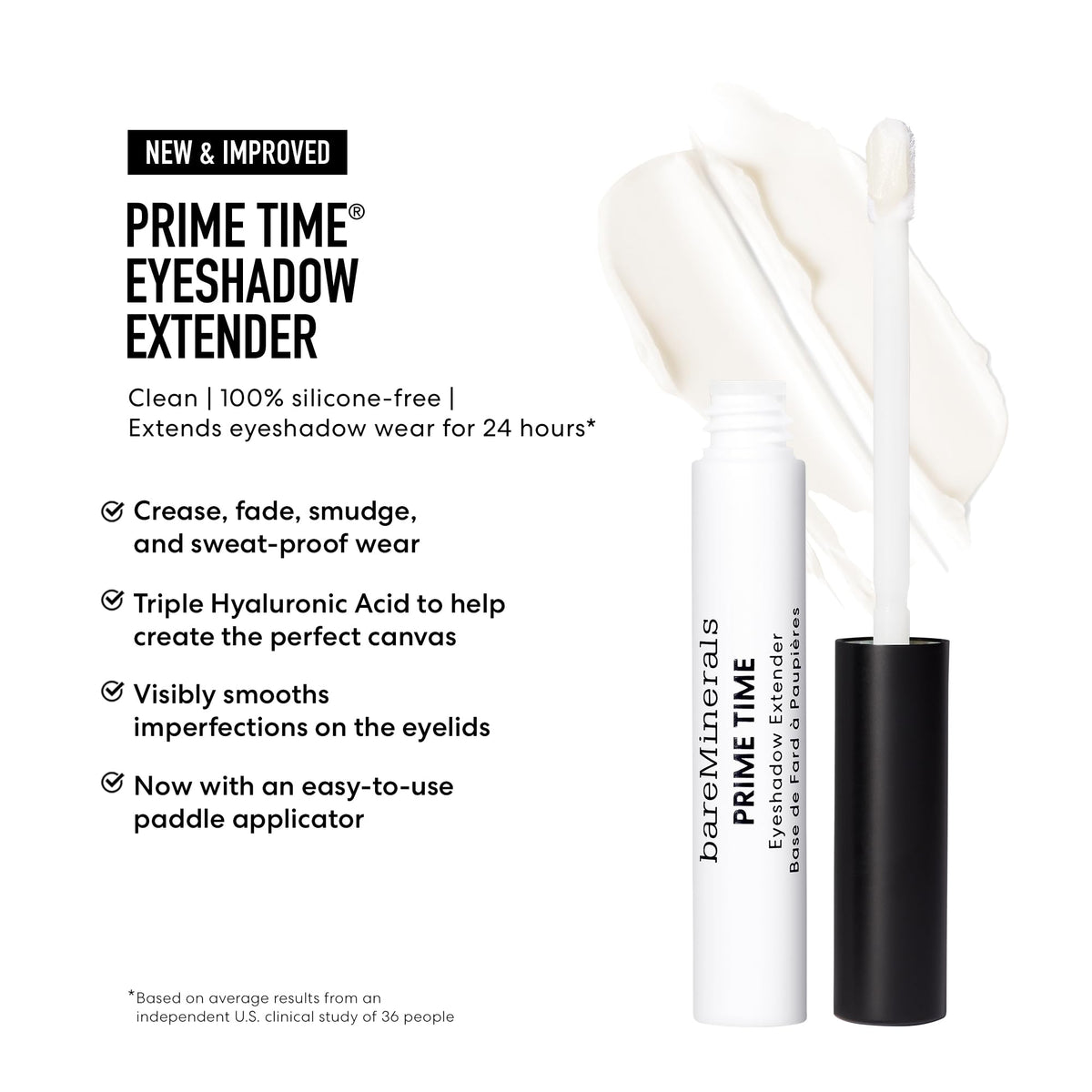 bareMinerals tube next to common objects illustrating compact travel-friendly size
