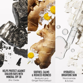 bareMinerals bottle held in hand to show compact size and travel-friendly convenience