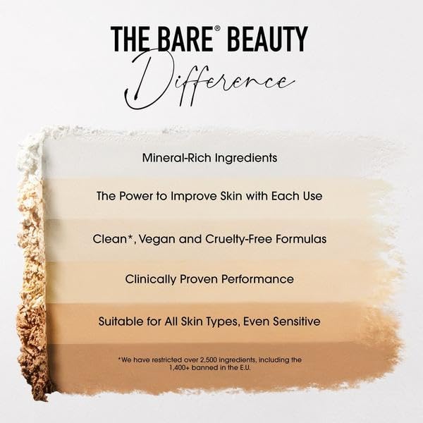 bareMinerals compact held in hand showing 0.3 oz scale for easy portability
