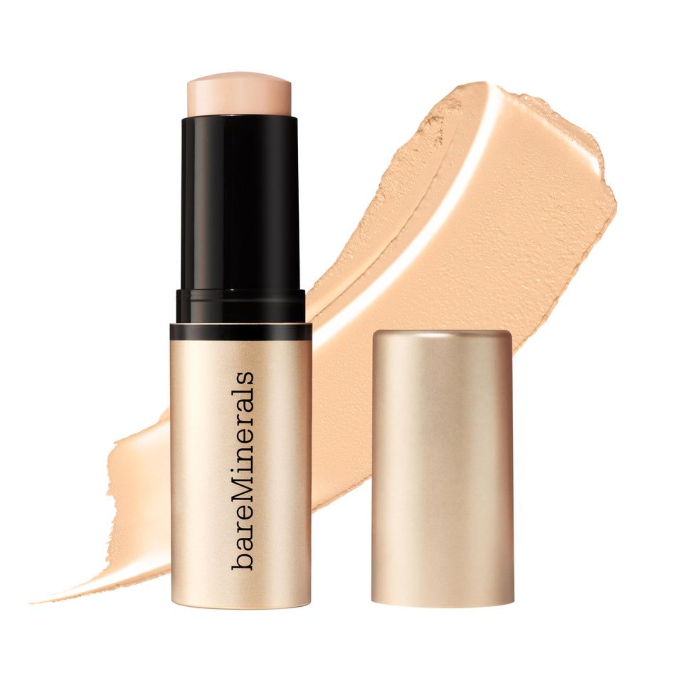 bareMinerals stick front view showing sleek packaging and travel-friendly design benefit