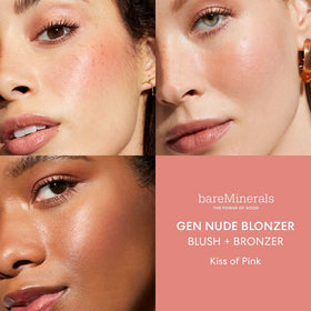 bareMinerals swatch of Kiss of Pink on arm demonstrating buildable rosy-bronze payoff