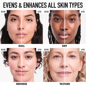 bareMinerals swatch on skin arm illustrating AC Vanilla 02 tone match benefit