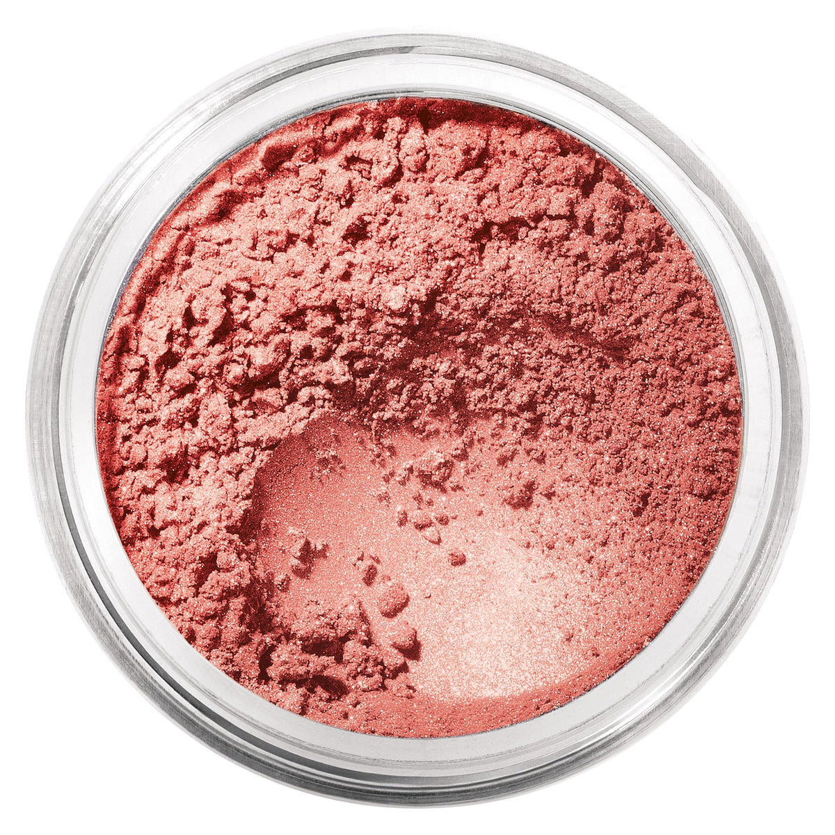 bareMinerals jar front view showing Vintage Peach blush and packaging benefit of clean ingredients