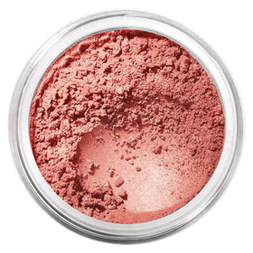 bareMinerals jar front view showing Vintage Peach blush and packaging benefit of clean ingredients
