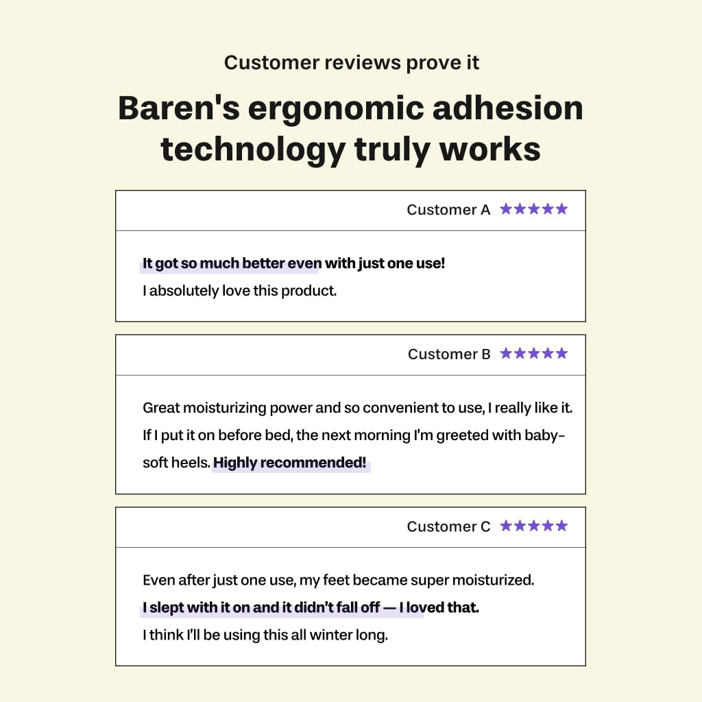 Baren in use on heel overnight for concentrated moisturizing
