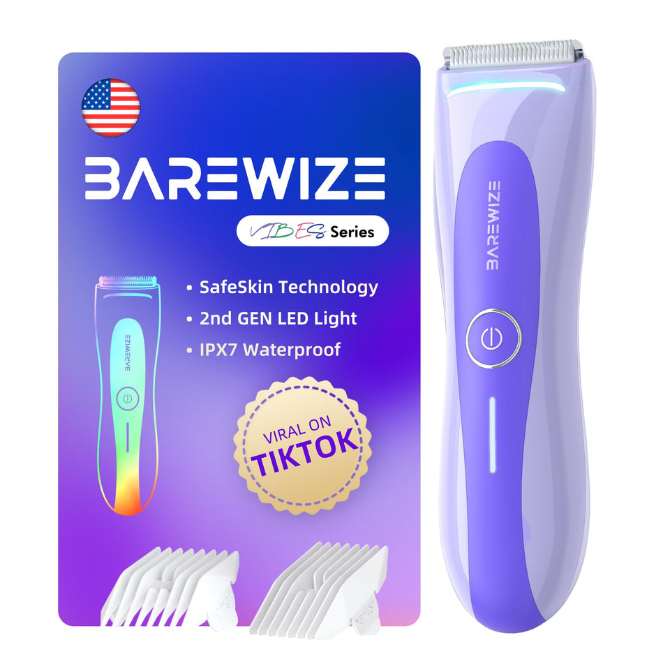 BAREWIZE trimmer front view shows compact design and color, promoting easy travel