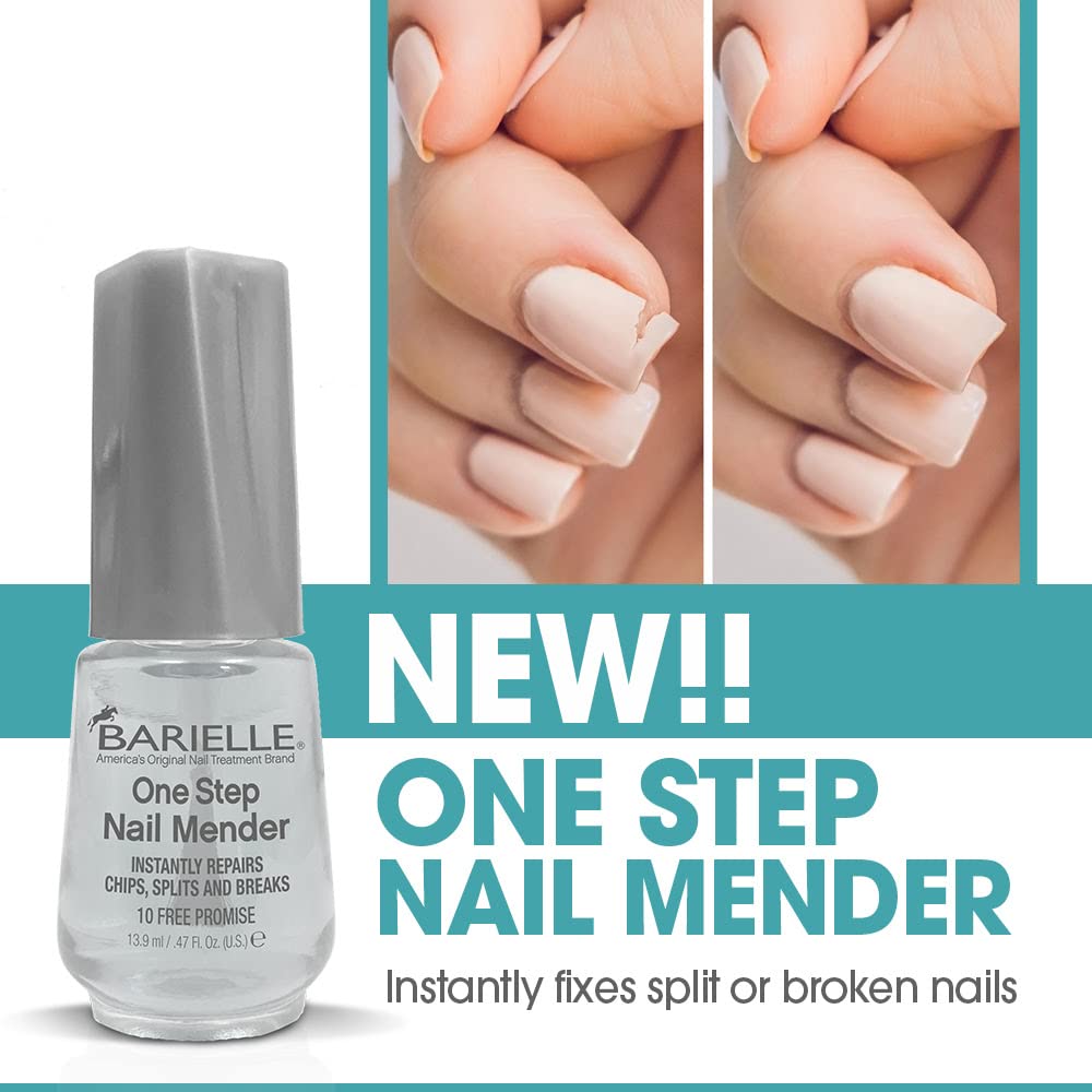 BARIELLE brush tip applying nail mender to damaged nail edge