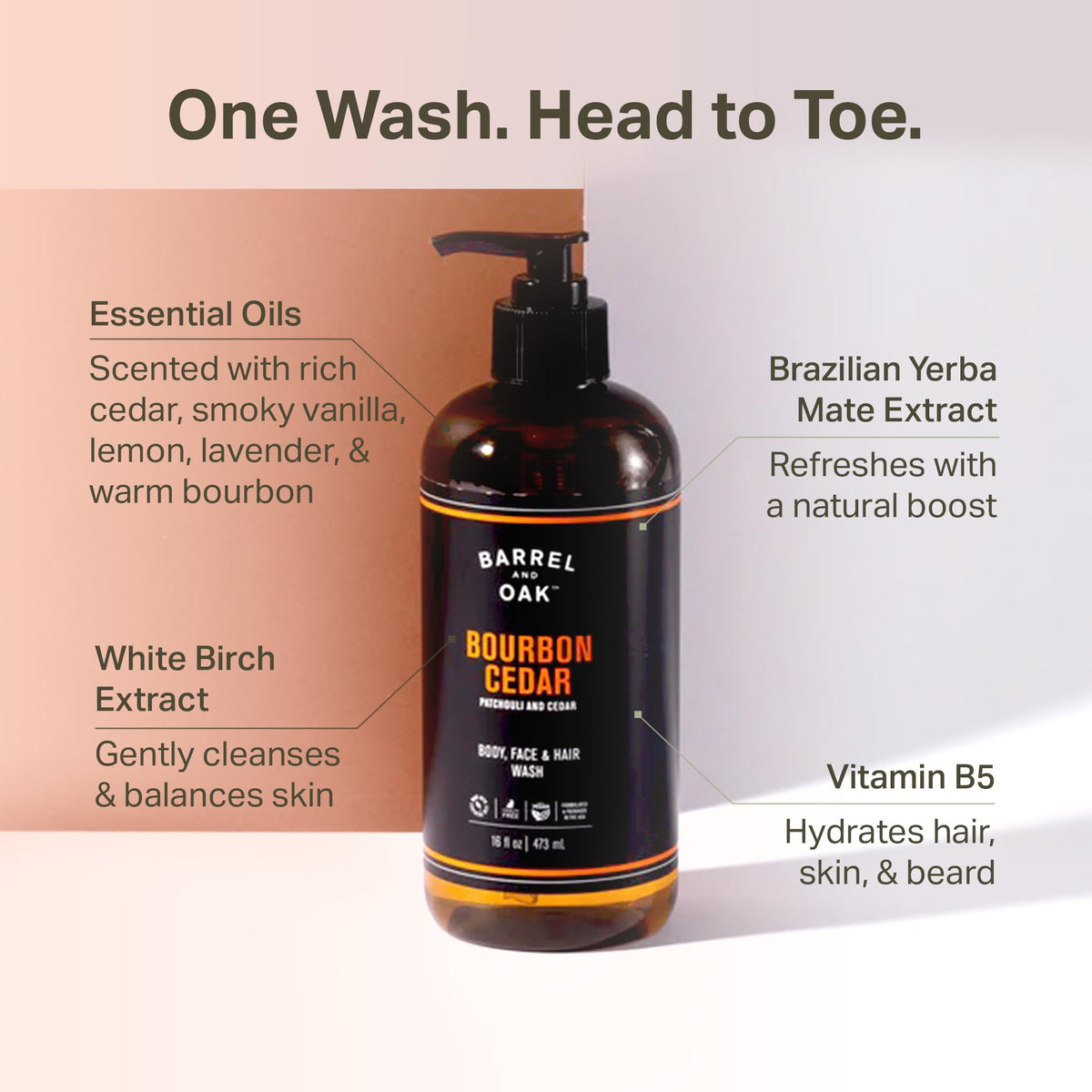 Barrel & Oak foamy lather in hand demonstrating gentle cleansing benefit