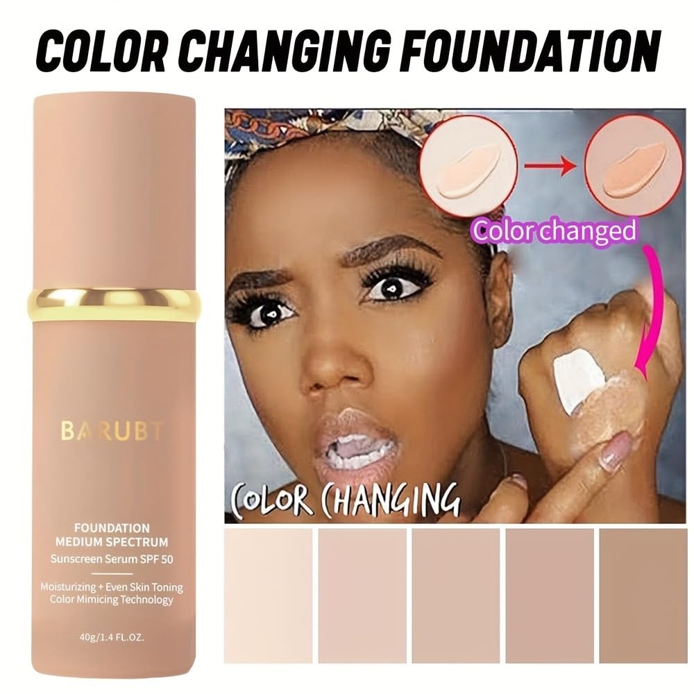 BARUBT color changing foundation blending on skin for customized match