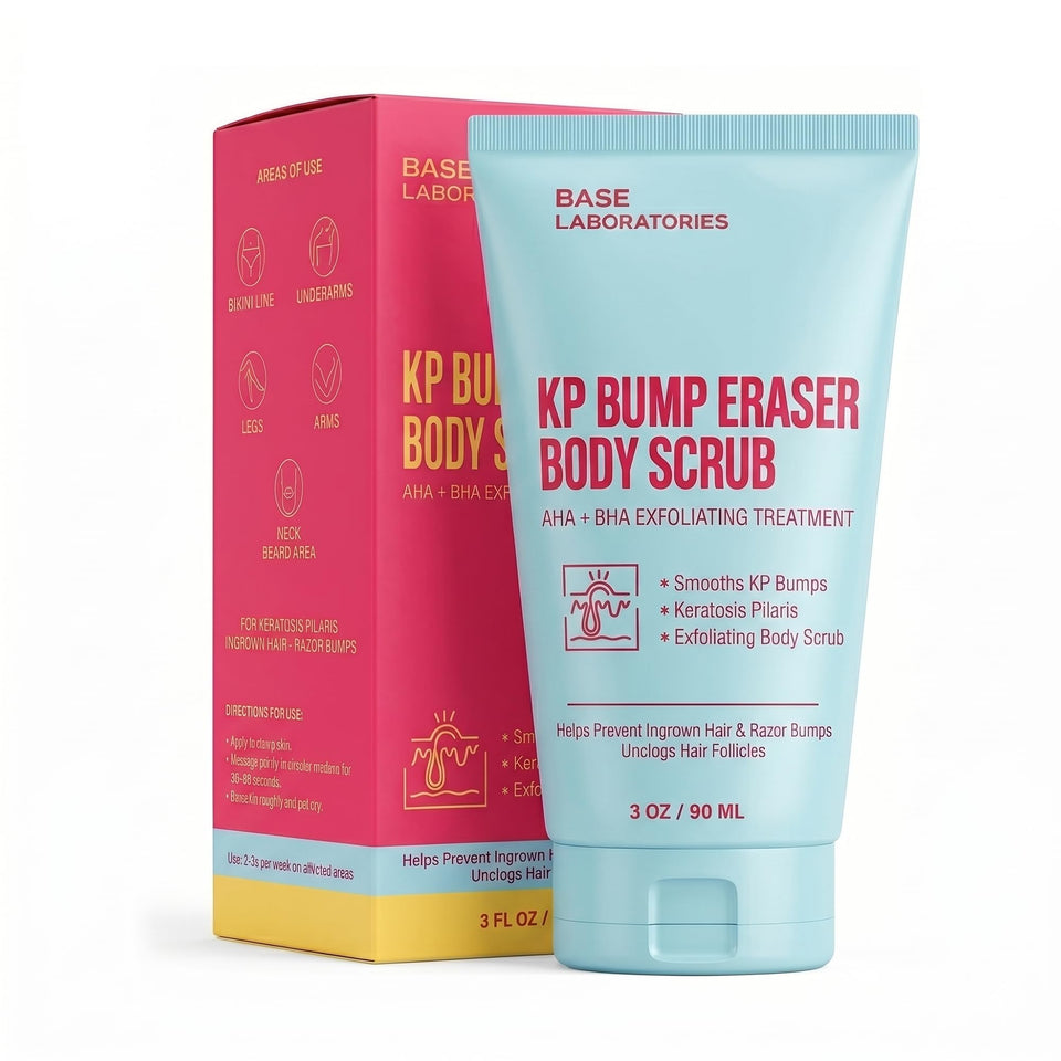 BASE LABORATORIES front label showing product benefits and size