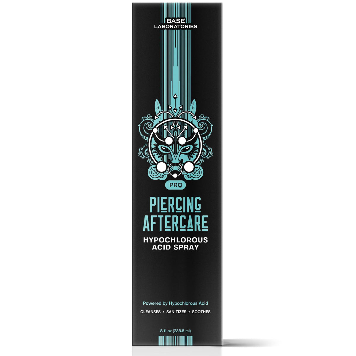 BASE LABORATORIES mist applied to nose piercing for soothing cleansing