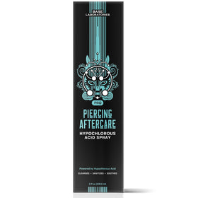 BASE LABORATORIES mist applied to nose piercing for soothing cleansing