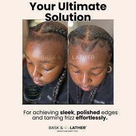 BASK & LATHER brush applying gel showing precise edge styling benefit