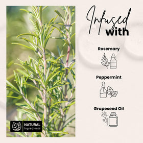 Bask & Lather applied with fingers massaging scalp to boost circulation