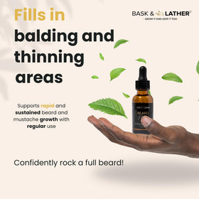 Bask & Lather oil dropper pouring demonstrating easy targeted application