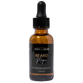 Bask & Lather front bottle showing product and benefit of daily nourishment
