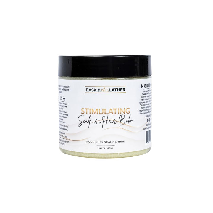 Bask & Lather front jar showing label and 6 oz size for clear identification and appeal