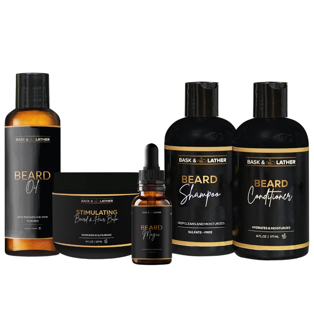 Bask & Lather front packaging showing full kit and clear labeling for easy routine