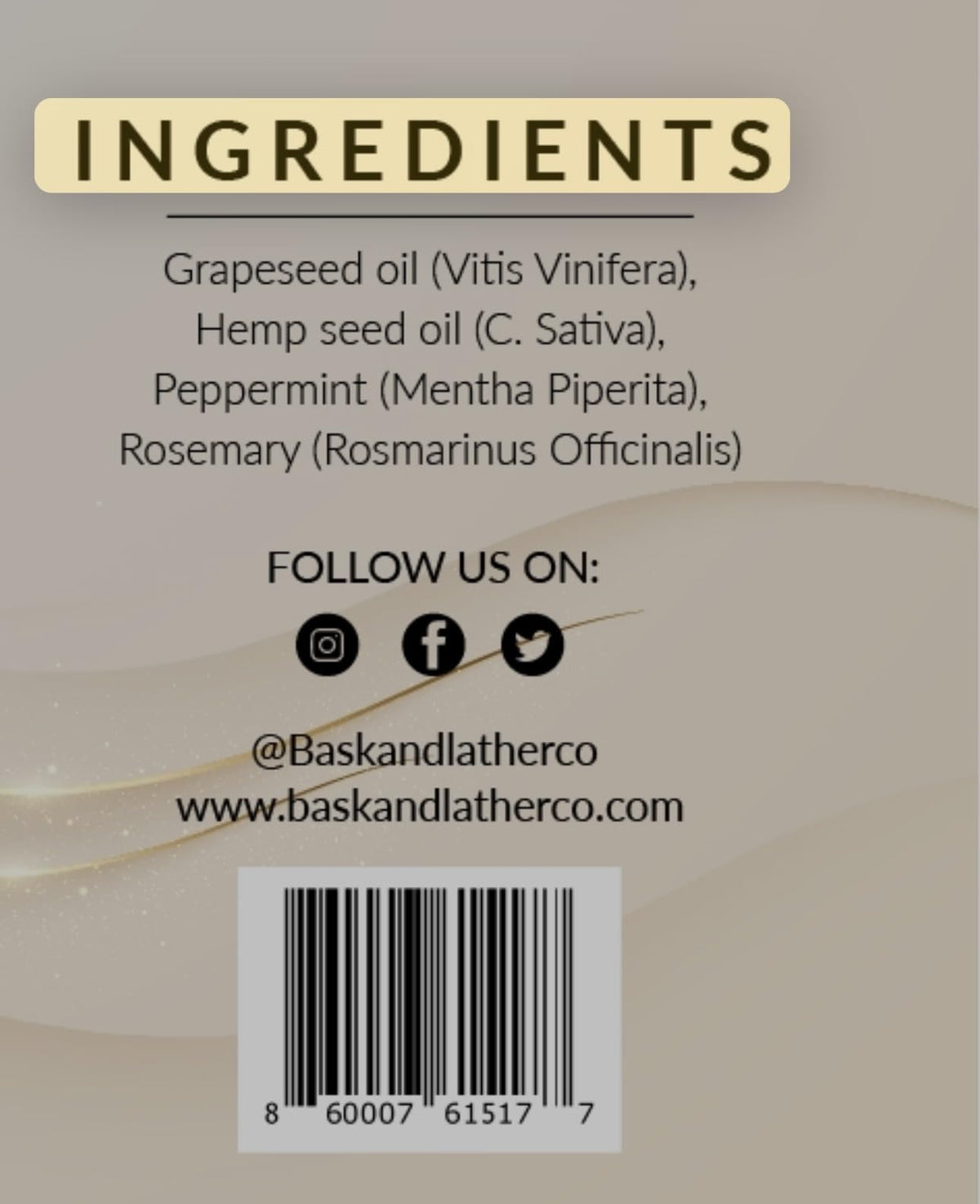 Bask & Lather product with brand story card showcasing family‑made organic background