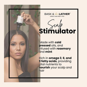 Bask & Lather oil poured to show lightweight texture and quick absorption
