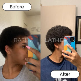 Bask & Lather products in shower use demonstrating gentle cleanse and refresh