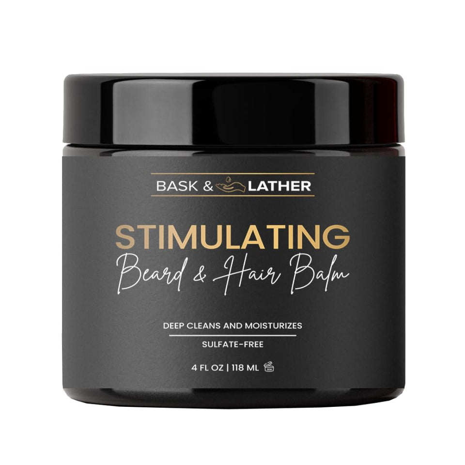 BASK & LATHER front jar view showing label and 4 fl oz size benefit