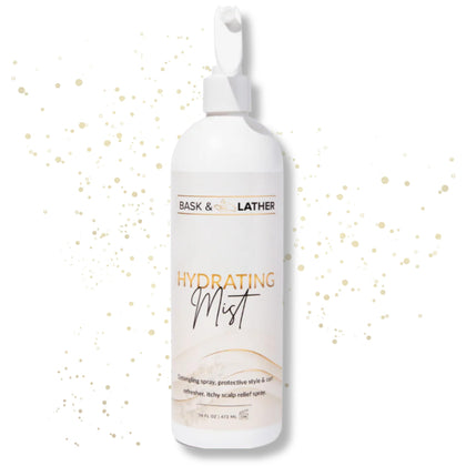 BASK & LATHER front bottle view showing label and hydration benefits