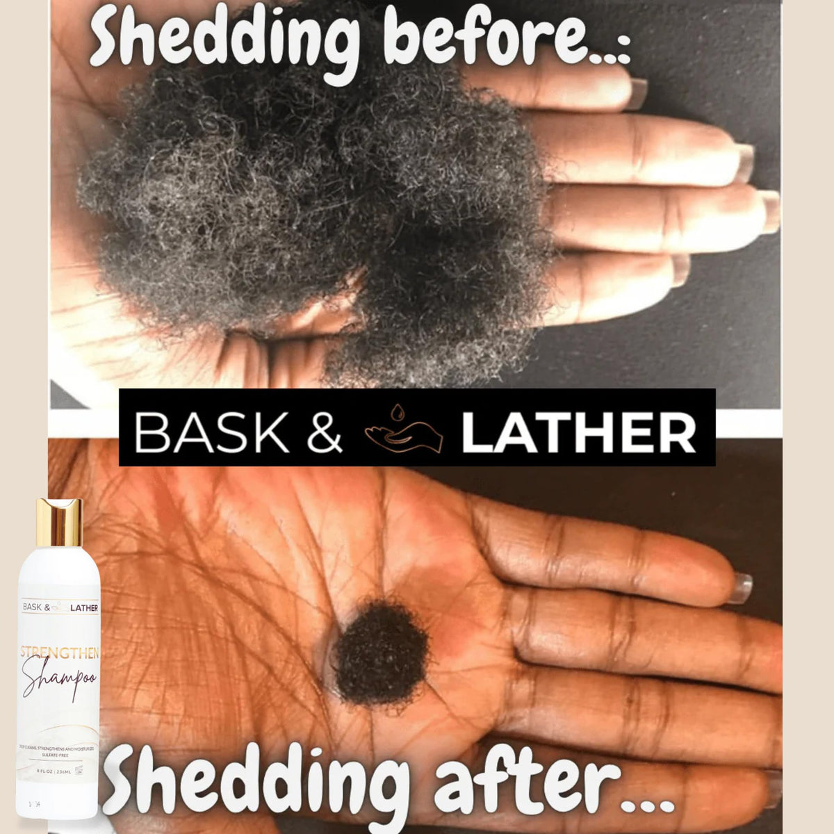 BASK & LATHER label close-up highlighting ingredients and clean formulation