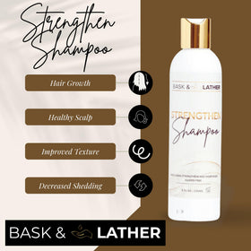 BASK & LATHER shampoo lather texture close-up showing gentle foam benefit