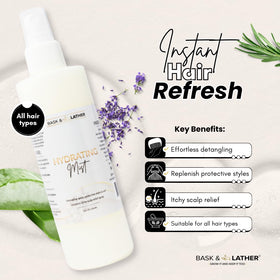 BASK & LATHER fine mist spray nozzle delivering even application