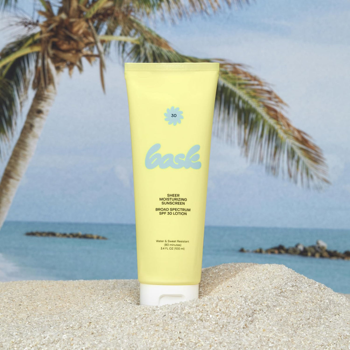 Bask texture close-up showing creamy sheer lotion that absorbs quickly