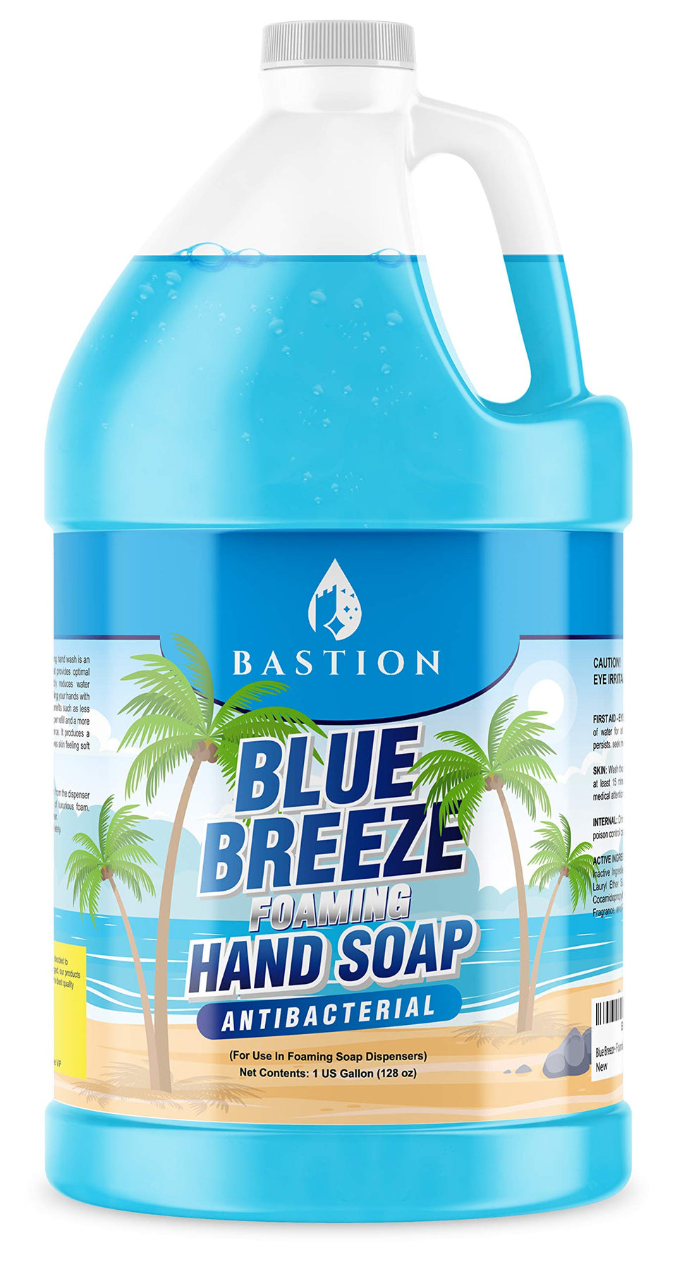 Bastion front label on gallon bottle showing product identity and value
