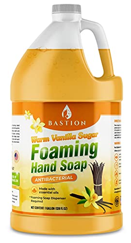 Bastion gallon bottle front label showing scent and volume, clear branding and refill benefit