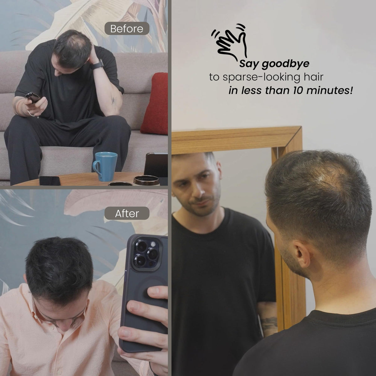 BATCI used in front of mirror during routine styling for instant root touch-up confidence