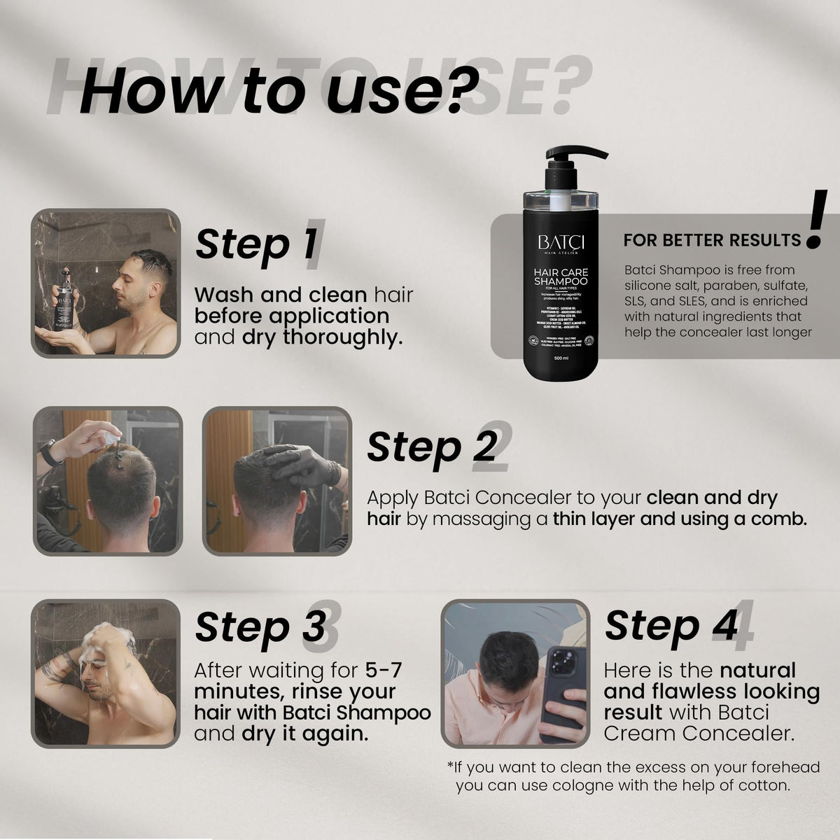 BATCI HAIR ATELIER on bathroom counter staged with brush, convenient daily-use benefit