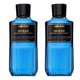 Bath & Body Works front bottle showing ocean-scent label and easy-grip design benefit