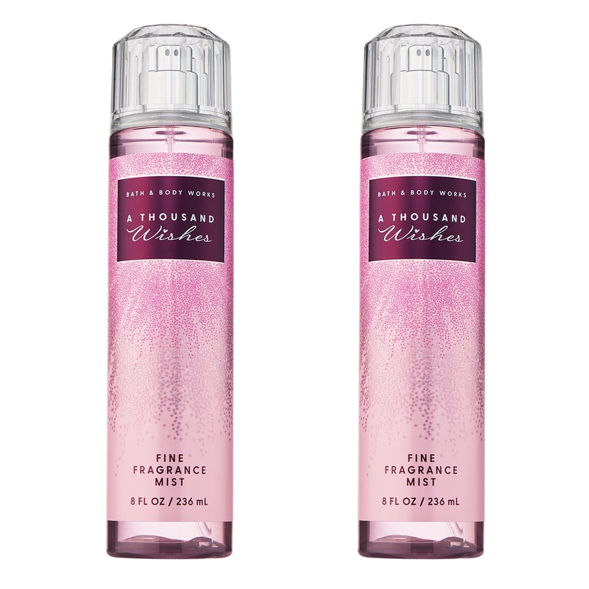 Bath & Body Works front packaging showing two A Thousand Wishes bottles and sparkle