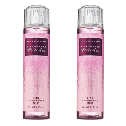 Bath & Body Works front packaging showing two A Thousand Wishes bottles and sparkle