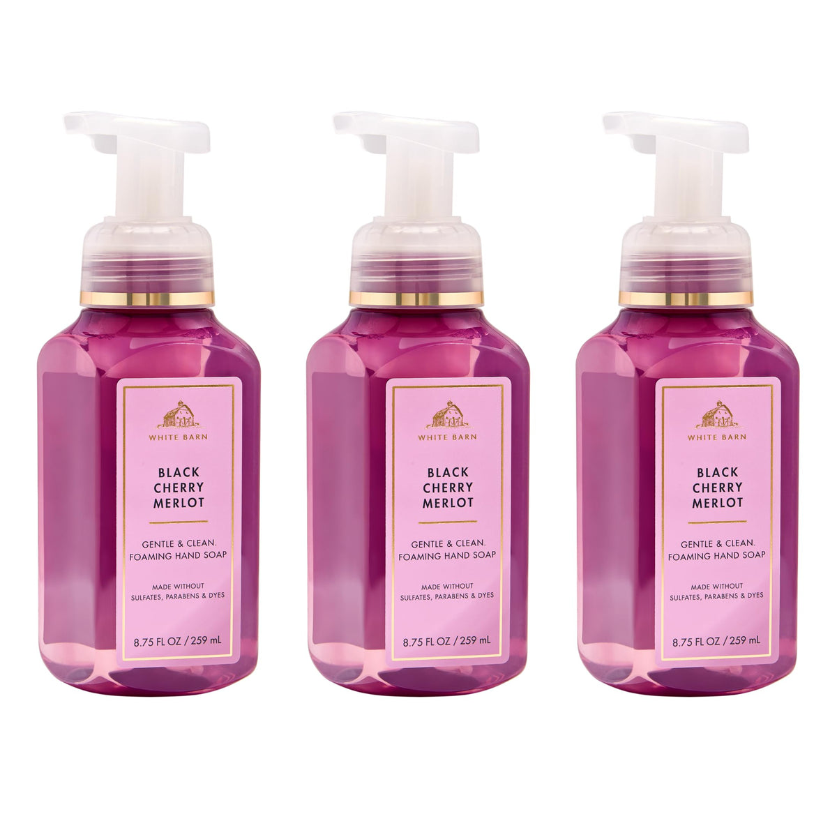 Bath & Body Works front packaging showing Black Cherry Merlot bottles and fragrance appeal