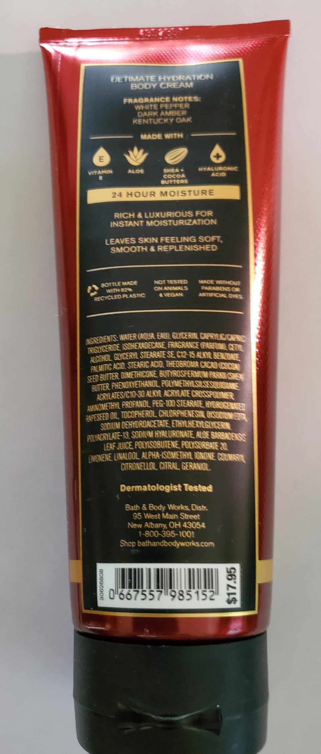 Bath & Body Works Bourbon on bathroom shelf showing style and everyday grooming placement
