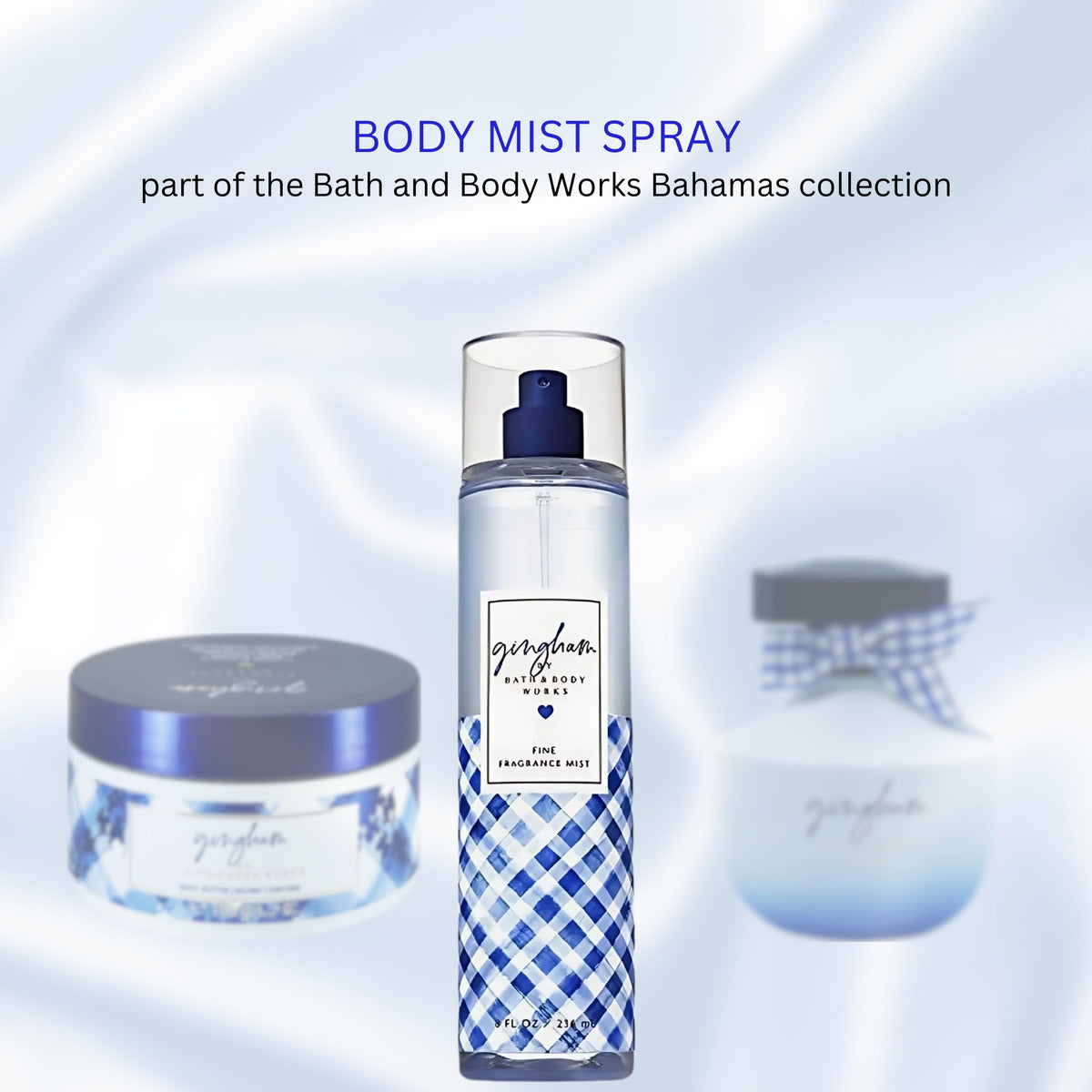 Bath & Body Works Gingham bottle on bathroom counter suggesting daily use
